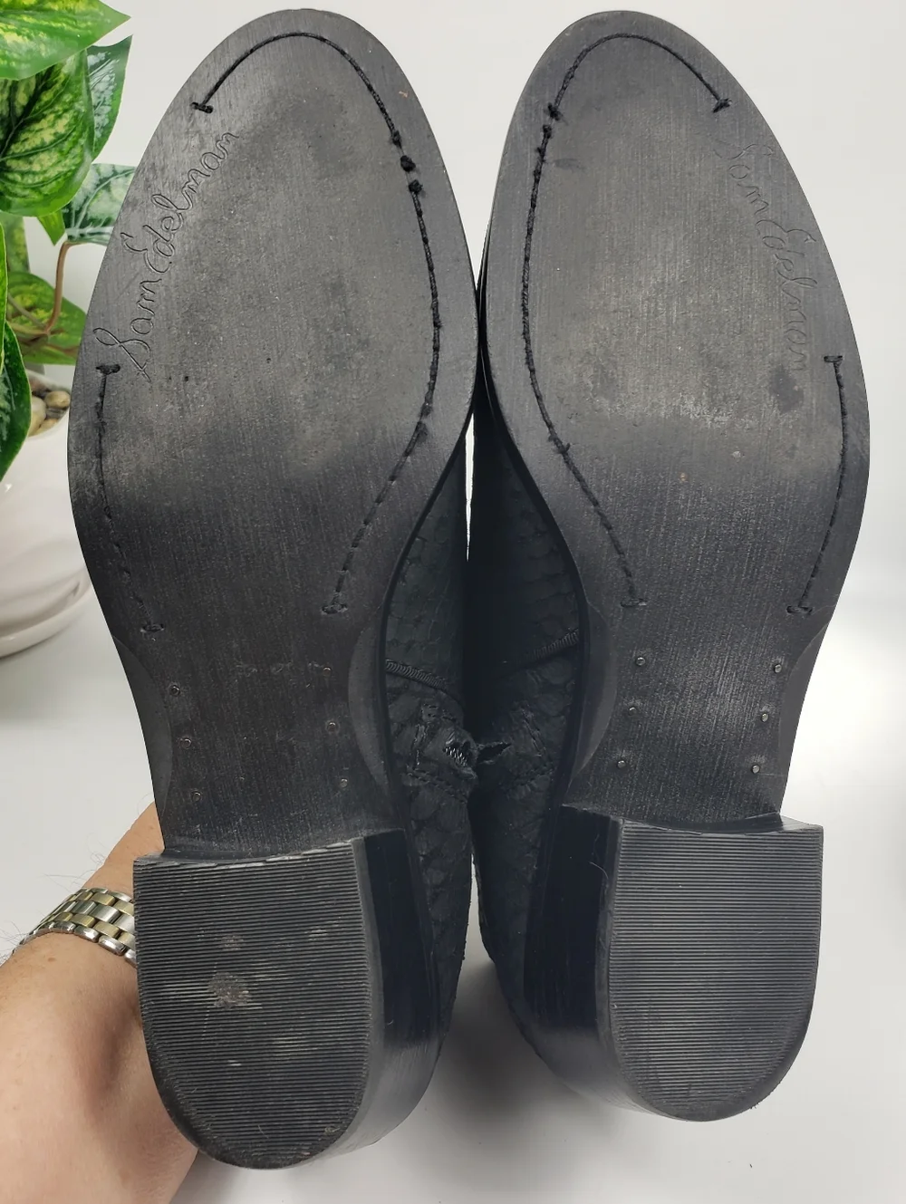 Sam Edelmann Black Reptile Ankle Booties - Leather Western Coastal Cowgirl 8